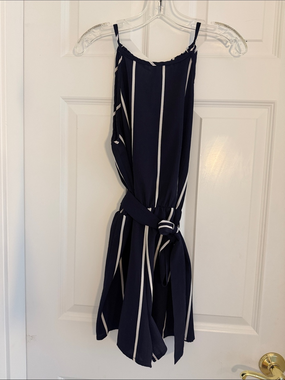 Striped Navy & White Belted Romper